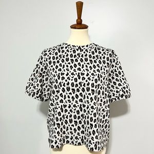 LOFT Leopard / Cheetah Print Short Sleeve Top